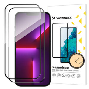 2pcs Full Screen Tempered Glass with Frame Case Friendly Wozinsky Full Glue iPhone - Black